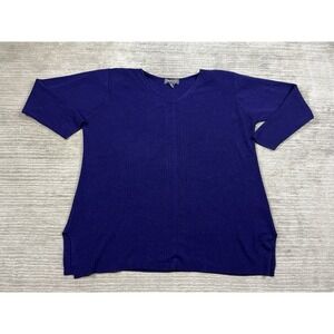 Working Classics Designs & Co Sweater Womens 26/28 Purple Stretch Vneck Casual